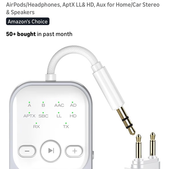 Bluetooth 5.4 wireless audio Transmitter& Receiver, 2-in-1 for TV/PC/Airplane, - Picture 11 of 11